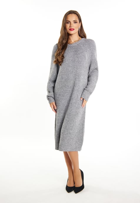 Faina Strickkleid Damen Grau Melange Silber - Image 2