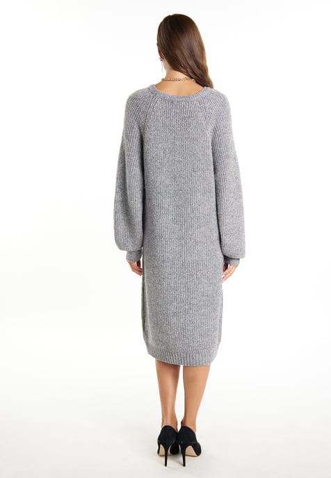 Faina Strickkleid Damen Grau Melange Silber - Image 3