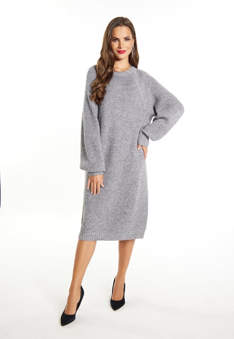 Faina Strickkleid Damen Grau Melange Silber - Image 4