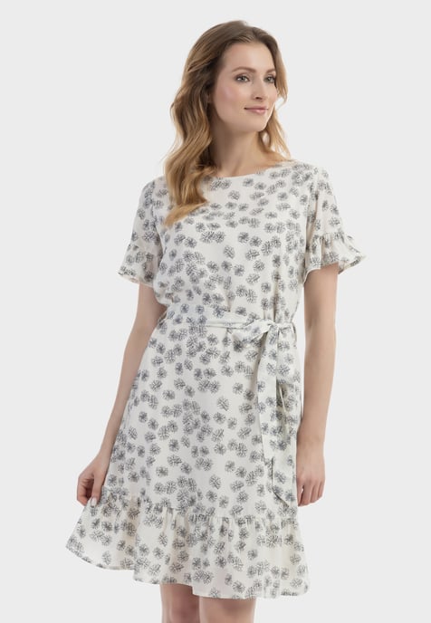 usha Midikleid mit Rüschen Damen wollweiß schwarz - Image 3