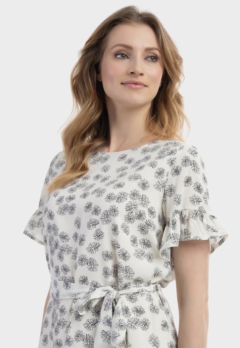usha Midikleid mit Rüschen Damen wollweiß schwarz - Image 5