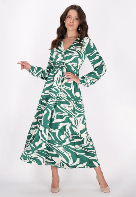Faina Kleid Damen Grün Wollweiss - Image 2
