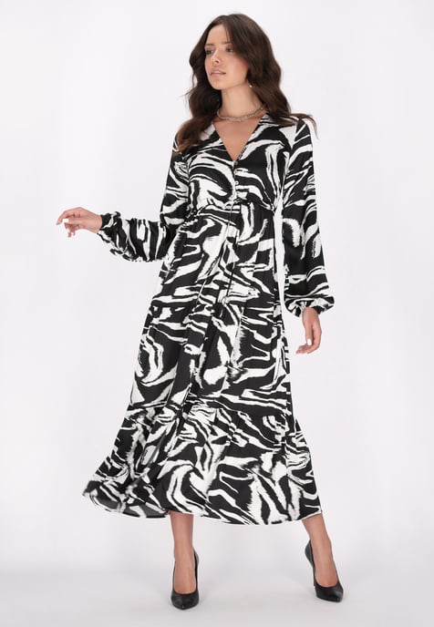 Faina Kleid Damen schwarz-wollweiß - Image 2