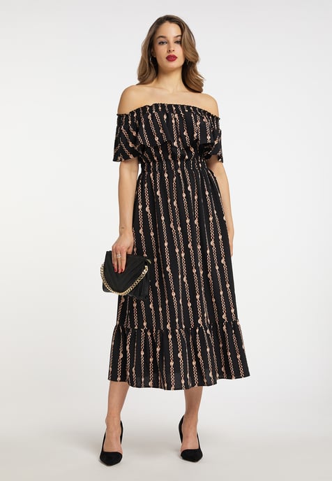 Faina Maxikleid mit Allover-Print Damen schwarz - Image 4
