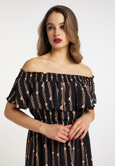 Faina Maxikleid mit Allover-Print Damen schwarz - Image 5