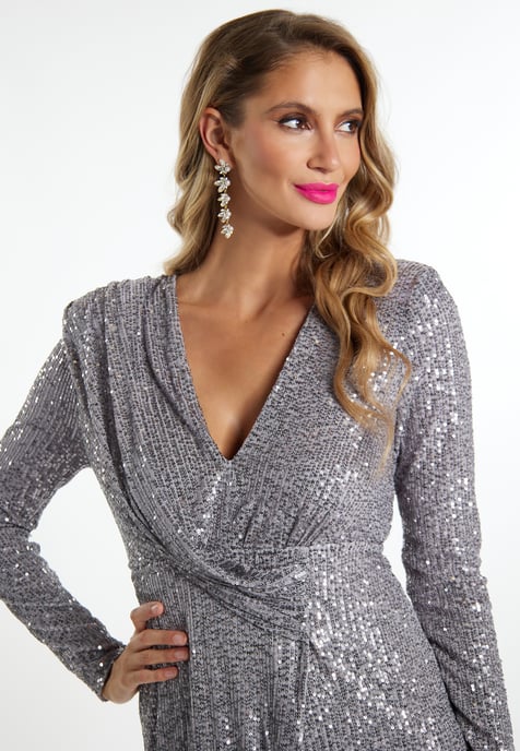 Faina Paillettenkleid Damen grau silber - Image 5