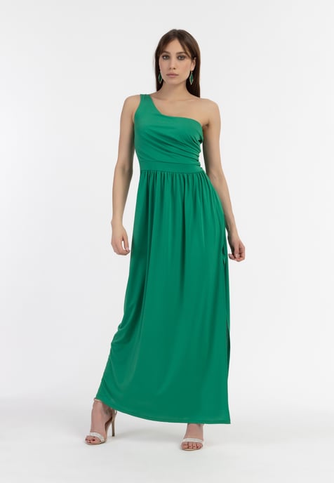 Faina One-Shoulder Maxikleid Damen Waldgrün - Image 2