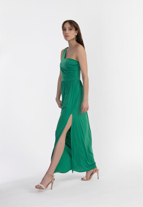 Faina One-Shoulder Maxikleid Damen Waldgrün - Image 4