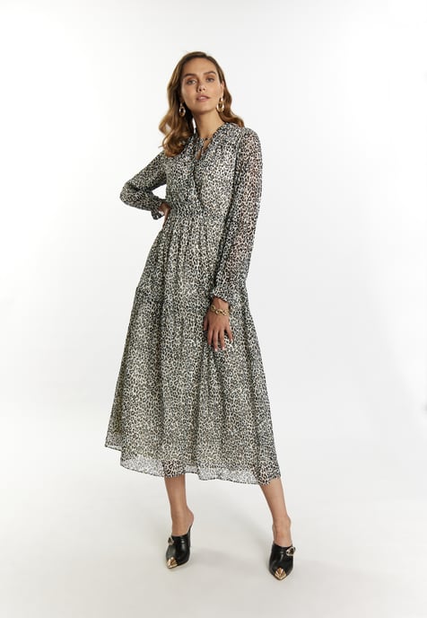 Faina Maxikleid mit Leoprint Damen Weiss Mehrfarbig - Image 2