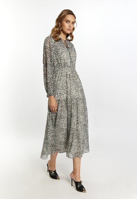 Faina Maxikleid mit Leoprint Damen Weiss Mehrfarbig - Image 5