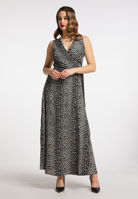 Faina Maxikleid mit Leoprint Damen Grau Leo - Image 3