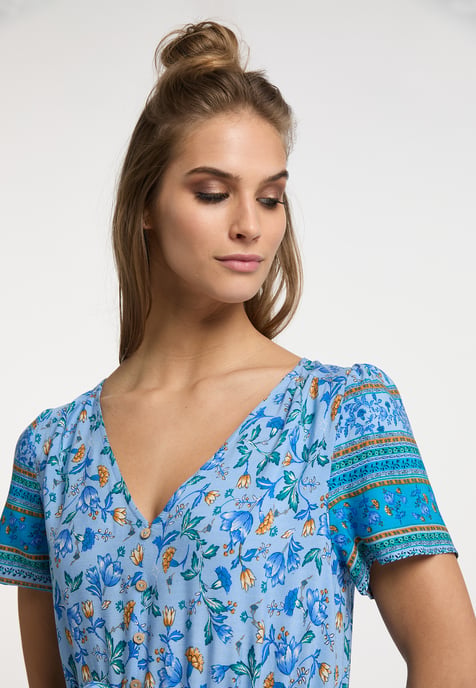 usha Maxikleid mit Blumenprint Damen Hellblau Mehrfarbig - Image 4