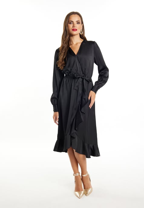 Faina Midi-Langarmkleid Damen schwarz - Image 2