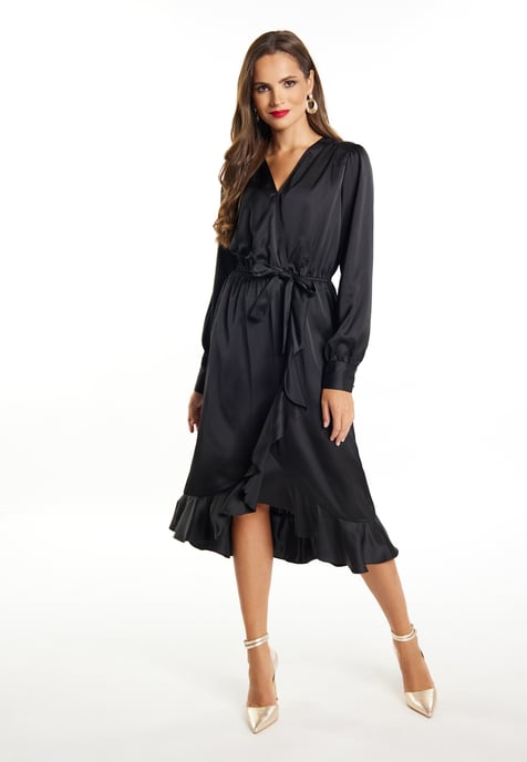 Faina Midi-Langarmkleid Damen schwarz - Image 4