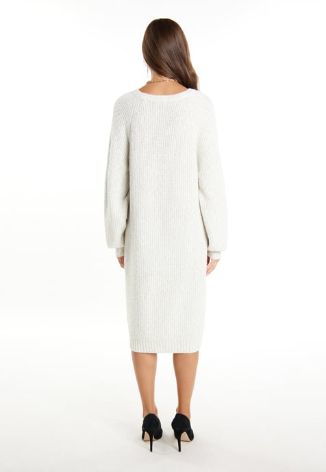 Faina Strickkleid Damen Wollweiss Melange Silber - Image 3