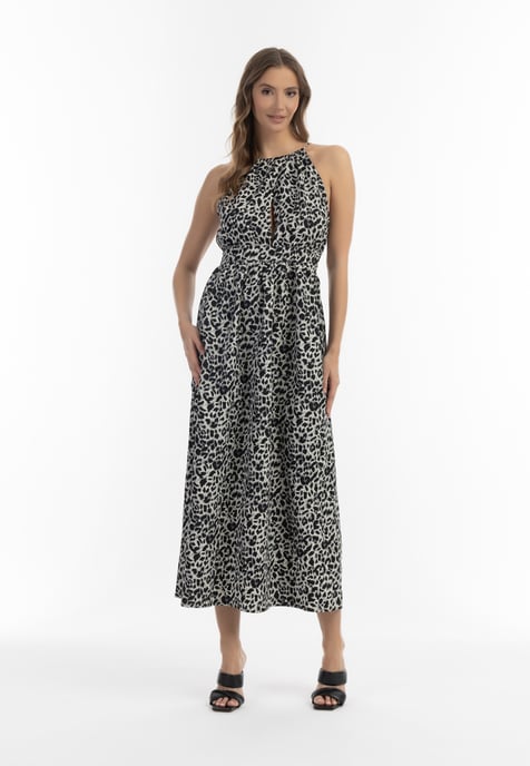 Faina Maxikleid mit Leoprint Damen Grau Leo - Image 2