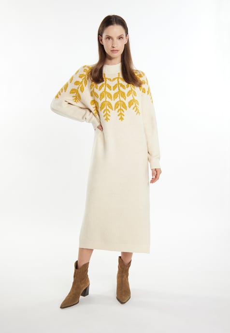 usha Maxi Strickkleid Damen Creme Mehrfarbig - Image 2