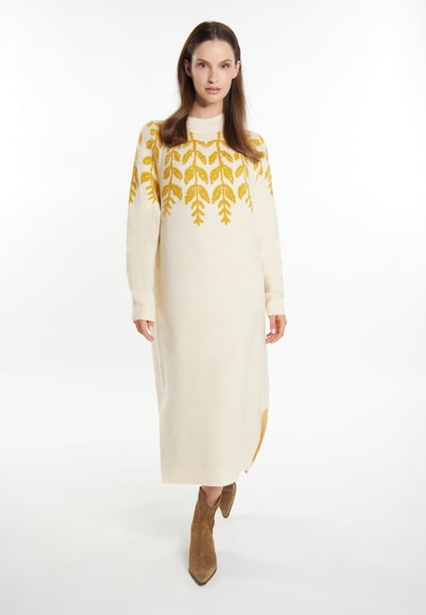 usha Maxi Strickkleid Damen Creme Mehrfarbig - Image 4