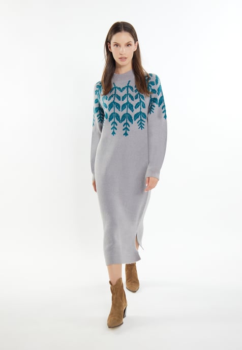 usha Maxi Strickkleid Damen Grau Mehrfarbig - Image 4