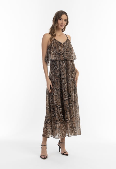 Faina Maxikleid mit Schlangen-Print Damen beige schlange - Image 4