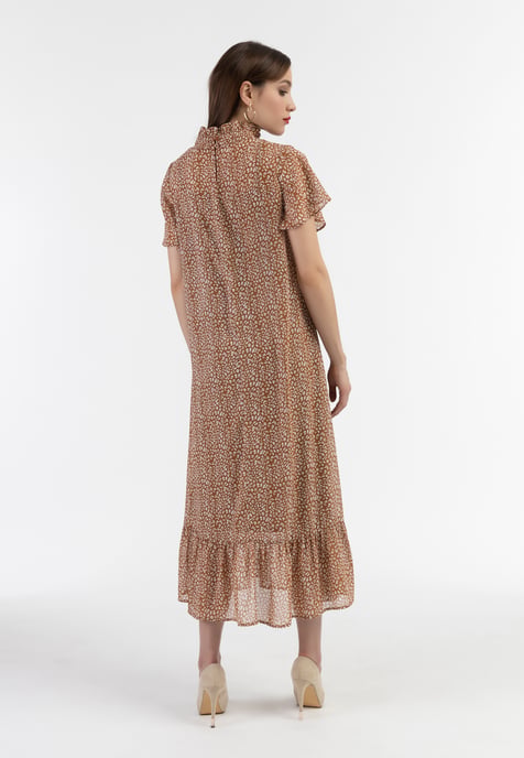 Faina Midikleid aus Chiffon Damen Kamel Weiss - Image 3