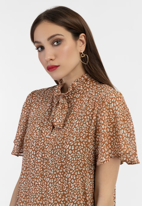 Faina Midikleid aus Chiffon Damen Kamel Weiss - Image 5