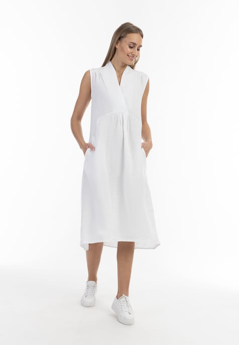 RISA Midikleid aus Leinen Damen weiss - Image 4