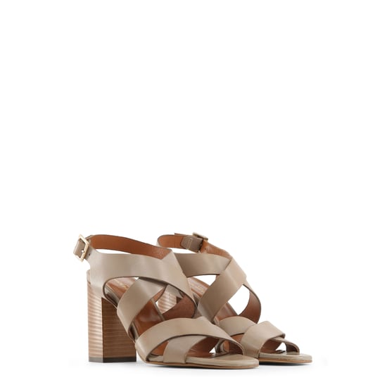 Kreuzriemen Leder Sandalen Modell Beige - Image 3