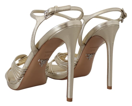 Goldene Leder-Sandalen im Knöchelriemen-Stil - Image 6