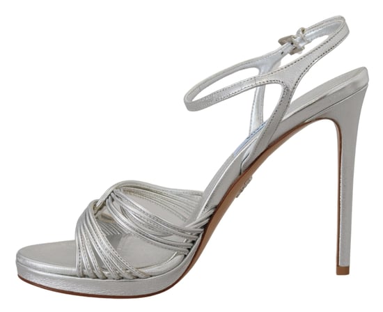Prada Leder‑Sandalen mit hohem Absatz - Silber - Image 3