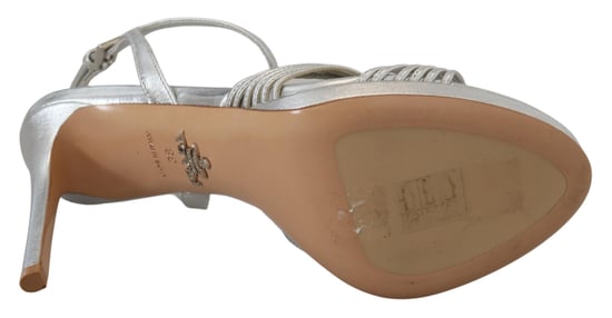 Prada Leder‑Sandalen mit hohem Absatz - Silber - Image 4