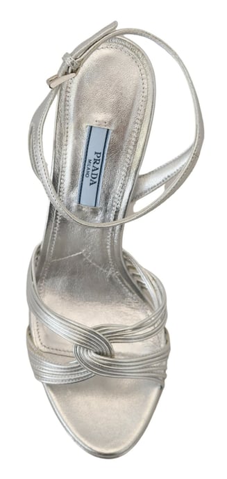 Prada Leder‑Sandalen mit hohem Absatz - Silber - Image 5