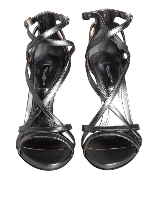 Crossstrap Sandalen aus metallischem Leder mit hohen Absätzen - Image 2
