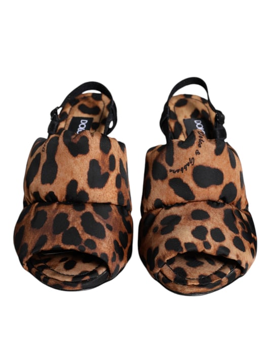 Puffige Leopardenmuster Slingback Sandalen - Image 2
