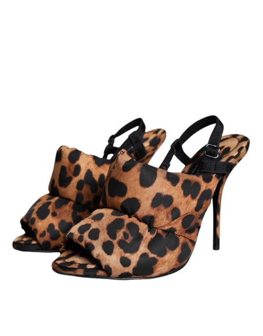 Puffige Leopardenmuster Slingback Sandalen - Image 3