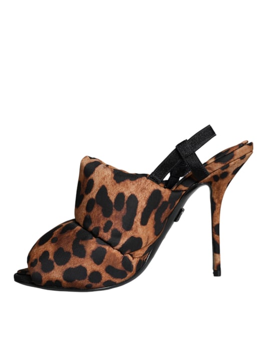 Puffige Leopardenmuster Slingback Sandalen - Image 5