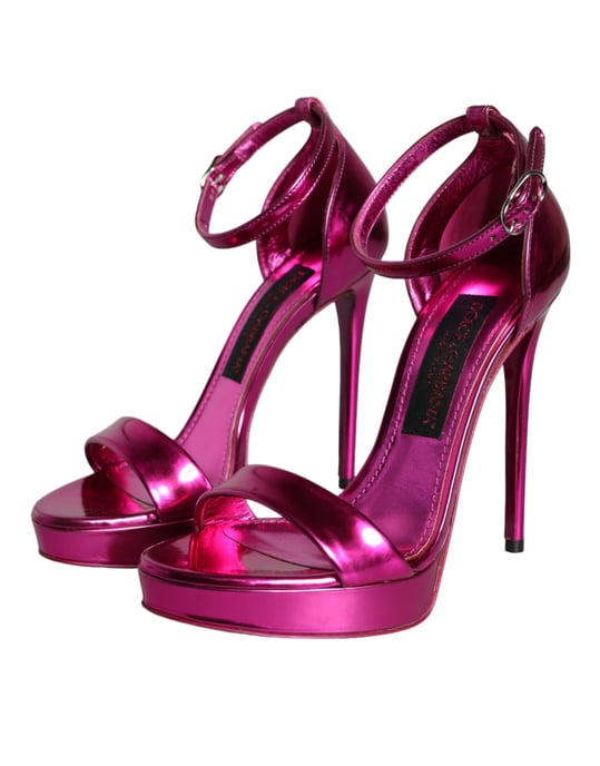 Metallische Leder-Sandalen mit Knöchelriemen und Plateausohlen - Image 3