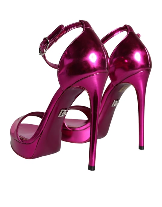 Metallische Leder-Sandalen mit Knöchelriemen und Plateausohlen - Image 4