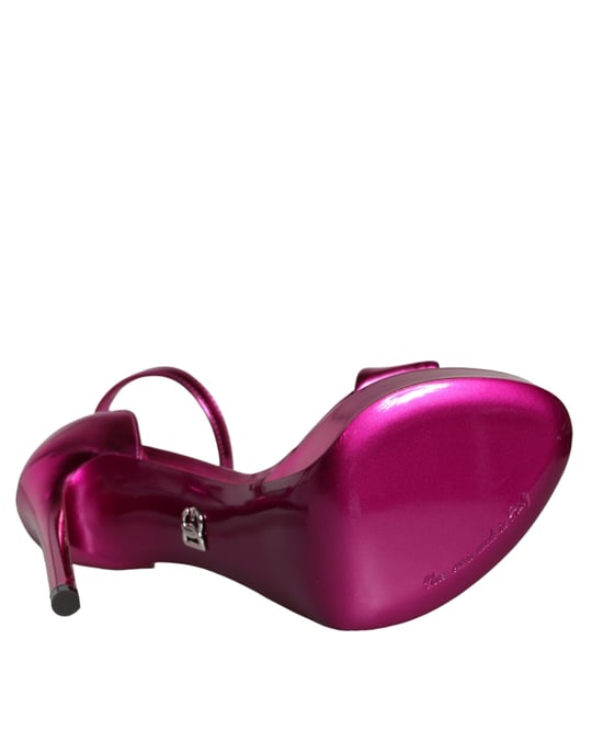 Metallische Leder-Sandalen mit Knöchelriemen und Plateausohlen - Image 6