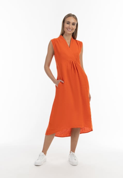RISA Midikleid aus Leinen Damen orange - Image 2