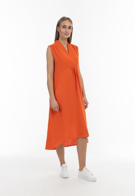 RISA Midikleid aus Leinen Damen orange - Image 4
