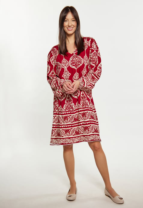 usha Kleid Damen dunkelrot Creme - Image 2