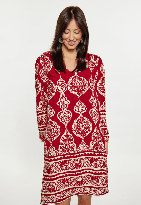 usha Kleid Damen dunkelrot Creme - Image 3