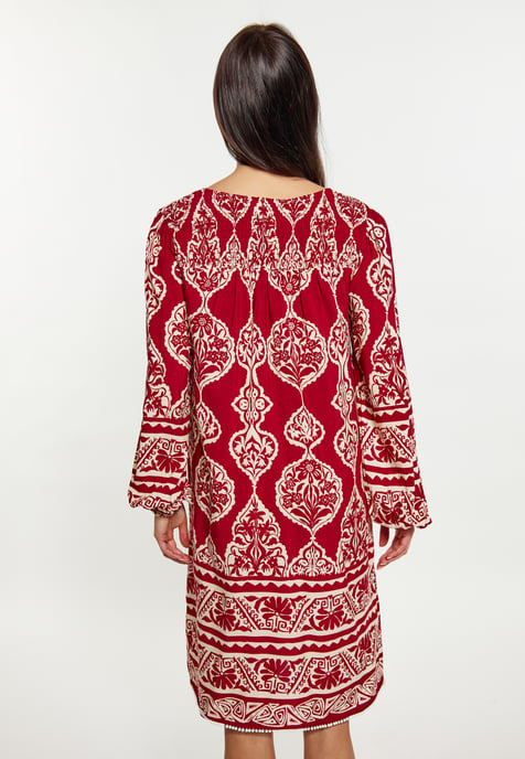 usha Kleid Damen dunkelrot Creme - Image 4