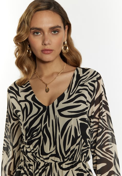 Faina Kleid mit Zebra-Print Damen beige/schwarz - Image 4