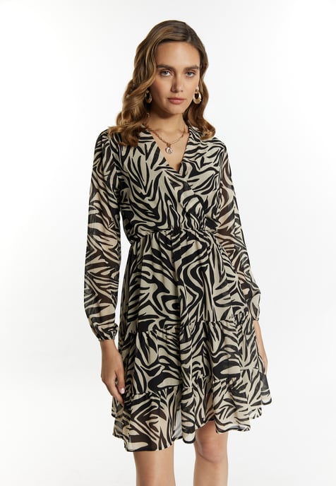 Faina Kleid mit Zebra-Print Damen beige/schwarz - Image 3