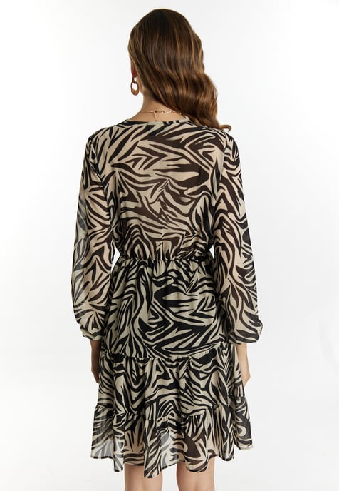Faina Kleid mit Zebra-Print Damen beige/schwarz - Image 4