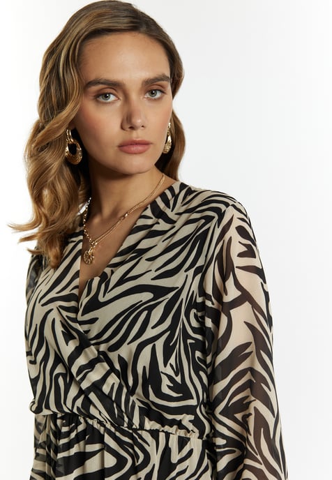 Faina Kleid mit Zebra-Print Damen beige/schwarz - Image 5