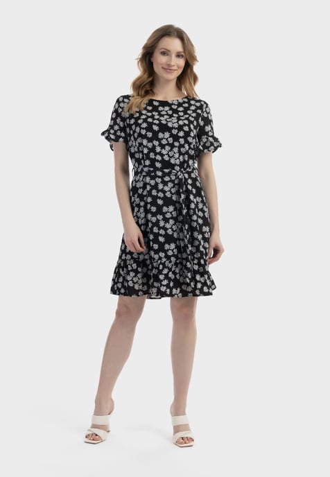 usha Midikleid mit Rüschen Damen schwarz-wollweiß - Image 2