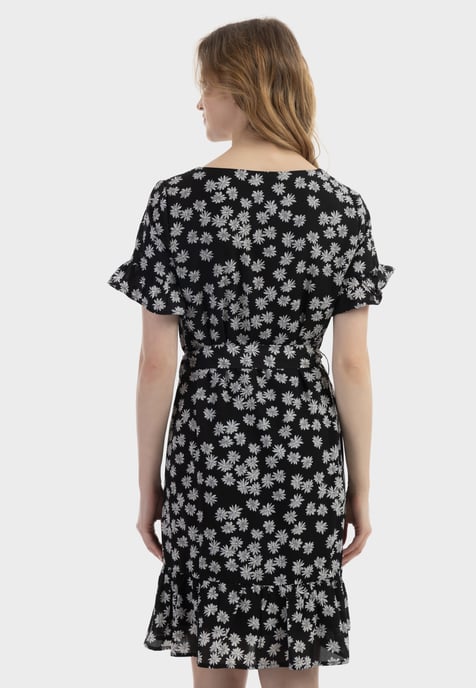 usha Midikleid mit Rüschen Damen schwarz-wollweiß - Image 4